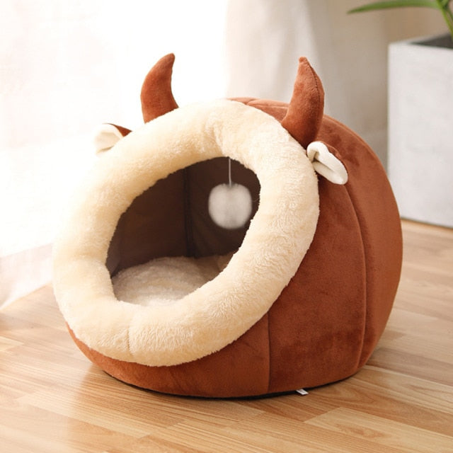 Sweet Cat Bed Warm Cat Nesk Round Pets Sleeping Cave Kitten Beds And Houses Soft Kitten Lounger Cushion Cat's Accessories