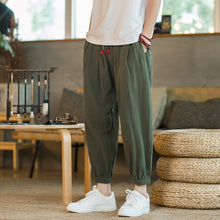Load image into Gallery viewer, Chinese Style Harem Pants Men Streetwear Casual Joggers Mens Pants Cotton Linen Sweatpants Ankle-length Men Trousers M-5XL
