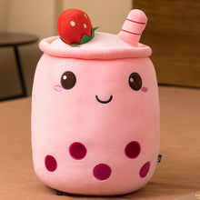 Load image into Gallery viewer, 25-70cm cute cartoon Fruit bubble tea cup shaped pillow with suction tubes real-life stuffed soft back cushion funny boba food
