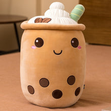 Load image into Gallery viewer, 25-70cm cute cartoon Fruit bubble tea cup shaped pillow with suction tubes real-life stuffed soft back cushion funny boba food
