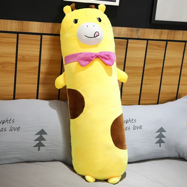 giraffe Plush Toy Stuffed Animals Kids Doll Cute Gifts Cylindrical Strip Leg with Sleeping Pillow Girlfriend Toy
