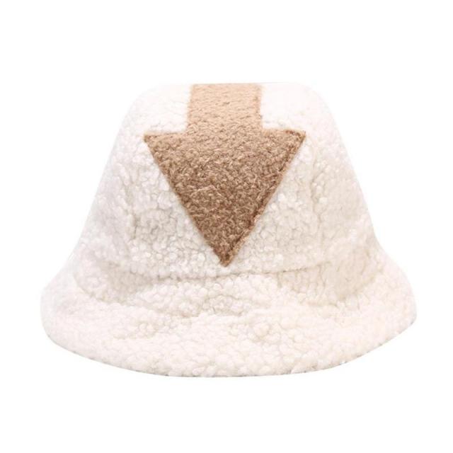 Appa airbender  Bucket Hat Lamb Wool Gorros Fur Fishing Appa Bucket Hat Plaid Panama Winter Warm Hat Cap for Women