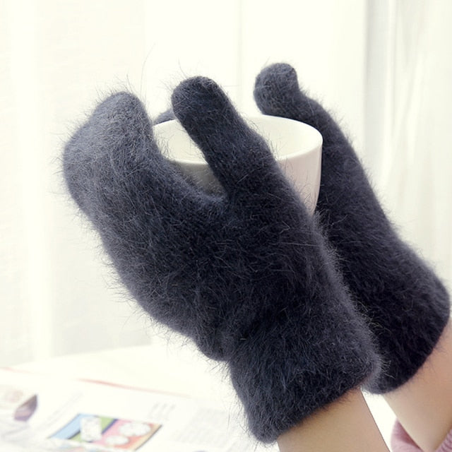 Cute Rabbit Wool Gloves Female Winter Mittens Factory Outlet Fur Gloves Fingerless Gloves Winter Gloves Women Girls Mittens 2021