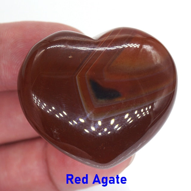 40*35MM Love Heart Shaped Stones Natural Quartz Crystal Carved Energy Chakra Massage Healing Reiki Palm Worry Gemstones Decor
