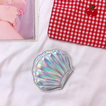 Load image into Gallery viewer, Shell Shape Makeup Mirror 2X Magnifying Mirror Portable Makeup Vanity Foldable Laser Pocket Mirror Cosmetic Hand Compact Mirror
