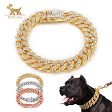 Load image into Gallery viewer, Dog Jewelry For Dogs Diamond Gold Dog Collar Cat Necklace Puppy Collar Stainless Steel with Diamond Collar for Dogs custom handmade
