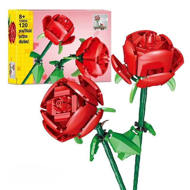Fomantic Flower 10289  Rose Building Block Bricks Toy DIY Potted Illustration Holiday Girlfriend Gift