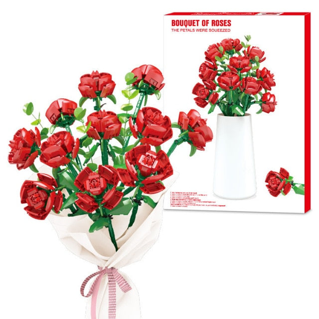 Fomantic Flower 10289  Rose Building Block Bricks Toy DIY Potted Illustration Holiday Girlfriend Gift