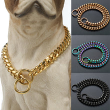 Load image into Gallery viewer, 10mm Gold Dog Chain Collar Stainless Steel Necklace Dog Stuff Training Metal Durable P Chain Choker Pet Collars for Pitbulls
