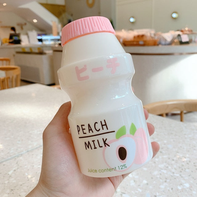 Yogurt Water Bottle Party Favor Drinking Bottle Yakult Shape  Kawaii Milk Carton Shaker Bottle for Kids/Girl/Adult 480ml Plastic Cute