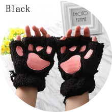 Load image into Gallery viewer, 1Pair Women Girls Lovely Winter Warm Fingerless Gloves Fluffy Bear Cat Plush Paw Claw Half Finger Gloves Mitten New
