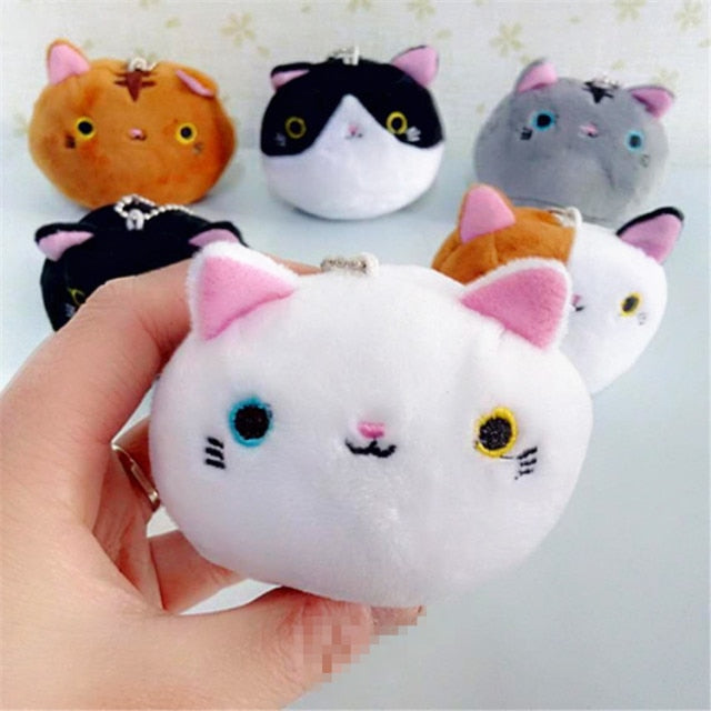 Kawaii 8CM Cats Stuffed TOYS Keychain Gift Plush TOY DOLL for Kid's Party Birthday Plush Toys for Girl NEW 1PCS 6 Colors