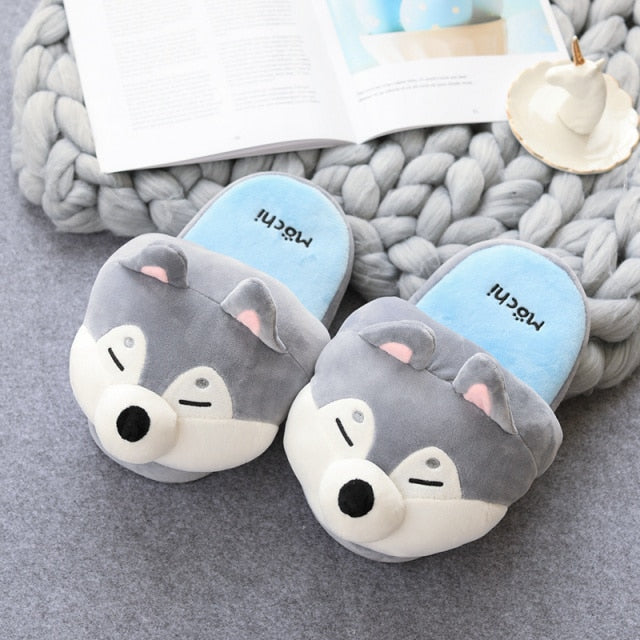 Shiba Inu husky Corgi Soft Stuffed Animals Man Woman Couple Winter warm Shoes Cotton Husky Dog Plush Toy Cute child girl Xmas Gift