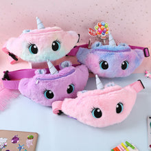 Load image into Gallery viewer, Children&#39;s Fanny Pack Cute Unicorn  Plush Toys Belt Gradient Color Chest Bag Cartoon Coin Purse Travel Chest Bag Girls Waist Bag
