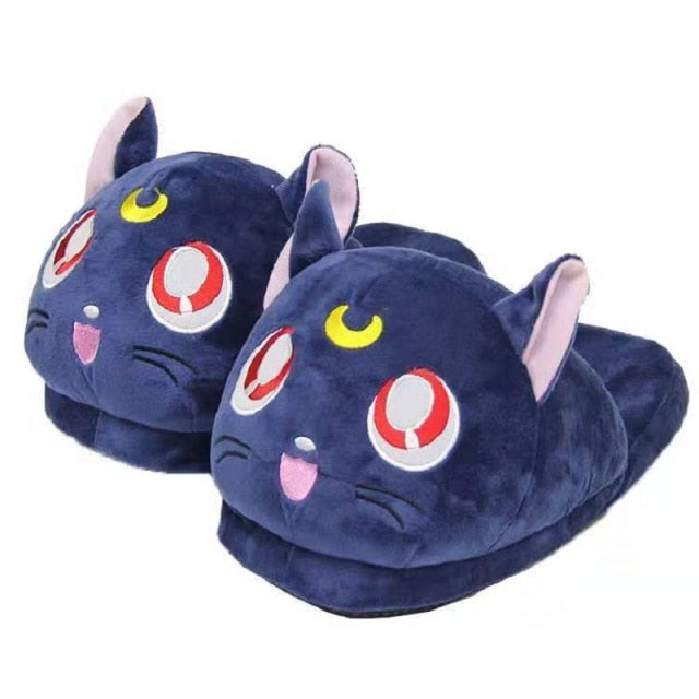 Women Cat Plush Slippers Funny Animal Home Slides Soft Cartoon Alpaca Slippers Couple Indoor Slides Warm Cotton Shoes Non-Slip Shoes