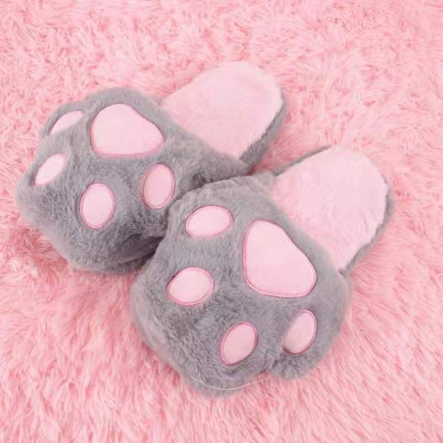 Women Cat Paw  Plush Slippers Funny Animal Home Slides Soft Cartoon Alpaca Slippers Couple Indoor Slides Warm Cotton Shoes Non-Slip Shoes
