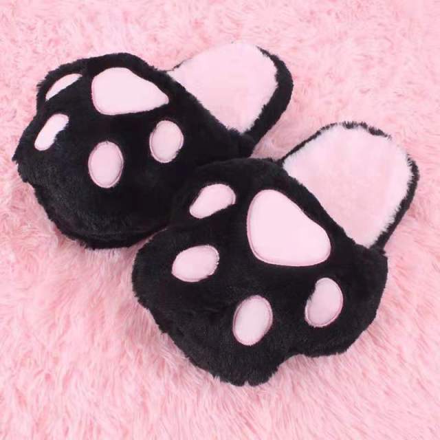 Women Cat Paw pet Plush Slippers Funny Animal Home Slides Soft Cartoon Alpaca Slippers Couple Indoor Slides Warm Cotton Shoes Non-Slip Shoes