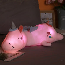 Load image into Gallery viewer, 60CM Lovely Rainbow Glowing Light Unicorn Plush Toys For Children Soft Stuffed Cute Luminous Animal Pillow Dolls Kids Xmas Gift
