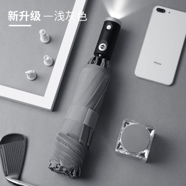 Xiaomi 10 Ribs Automatic Non-automatic Umbrella With Reflective Stripe Reverse Led Light Umbrella Three Folding Inverted Travel