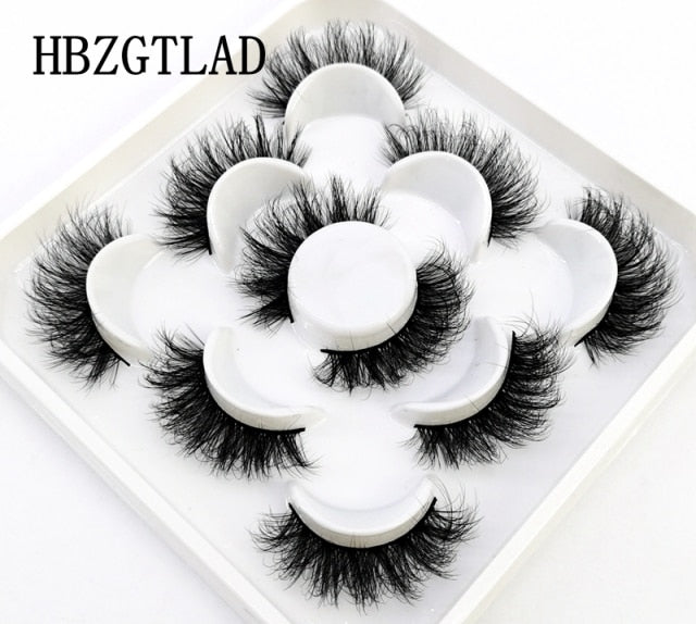 5 Pairs 3d Mink Dramatic Volume Lashes Bulk Faux Thick Long Wispy Natural Mink Lashes Pack Short Wholesales Natural False lashes