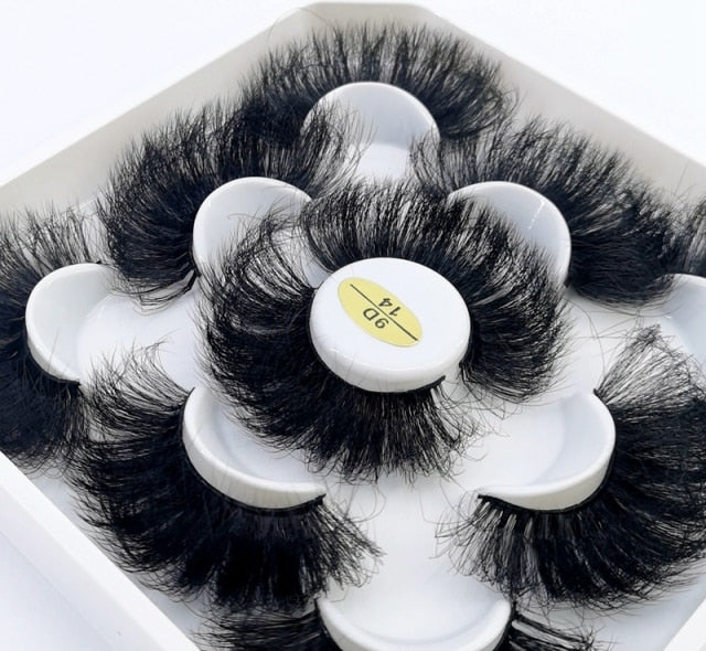 5 Pairs 3d Mink Dramatic Volume Lashes Bulk Faux Thick Long Wispy Natural Mink Lashes Pack Short Wholesales Natural False lashes