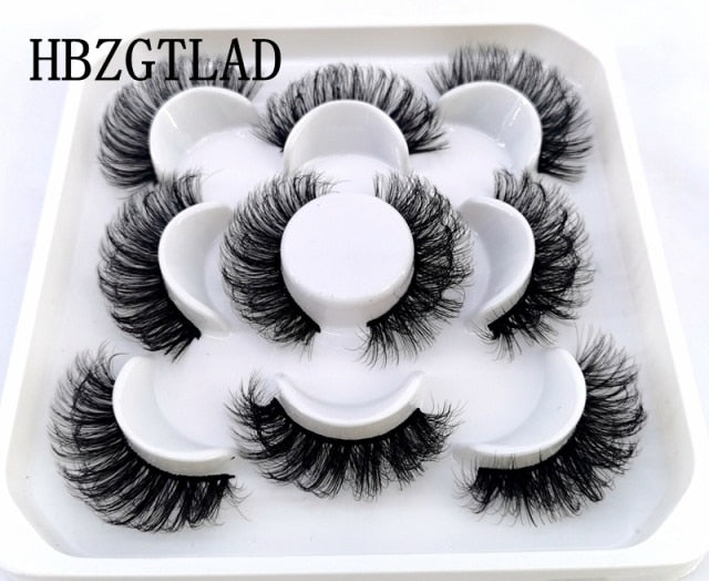 5 Pairs 3d Mink Dramatic Volume Lashes Bulk Faux Thick Long Wispy Natural Mink Lashes Pack Short Wholesales Natural False lashes