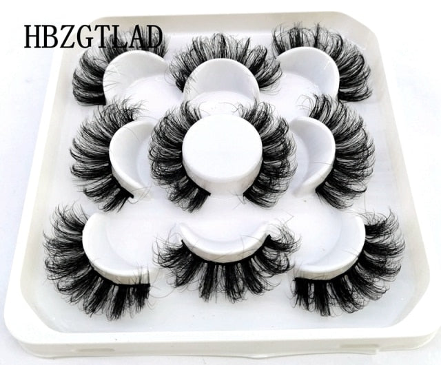 5 Pairs 3d Mink Dramatic Volume Lashes Bulk Faux Thick Long Wispy Natural Mink Lashes Pack Short Wholesales Natural False lashes