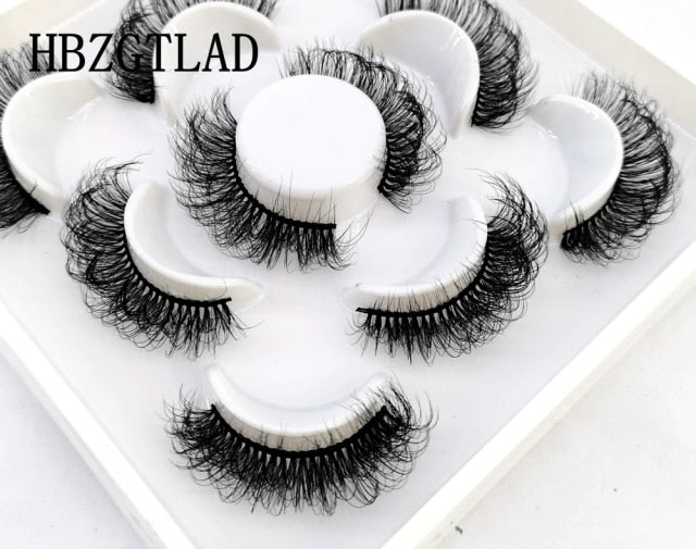 5 Pairs 3d Mink Dramatic Volume Lashes Bulk Faux Thick Long Wispy Natural Mink Lashes Pack Short Wholesales Natural False lashes