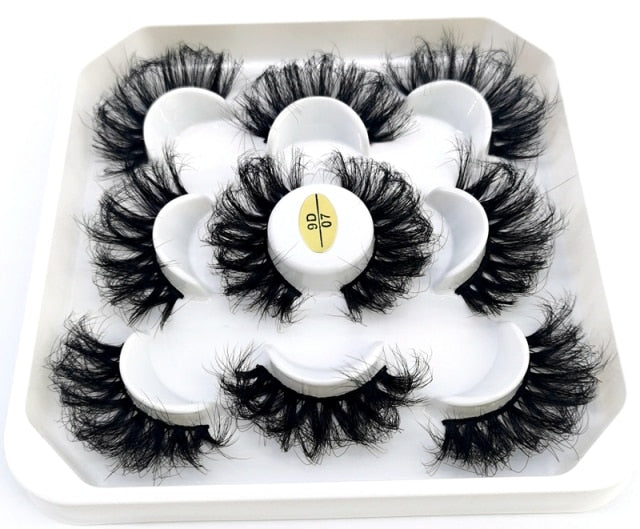 5 Pairs 3d Mink Dramatic Volume Lashes Bulk Faux Thick Long Wispy Natural Mink Lashes Pack Short Wholesales Natural False lashes