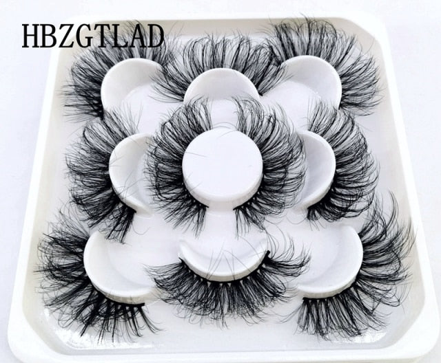 5 Pairs 3d Mink Dramatic Volume Lashes Bulk Faux Thick Long Wispy Natural Mink Lashes Pack Short Wholesales Natural False lashes