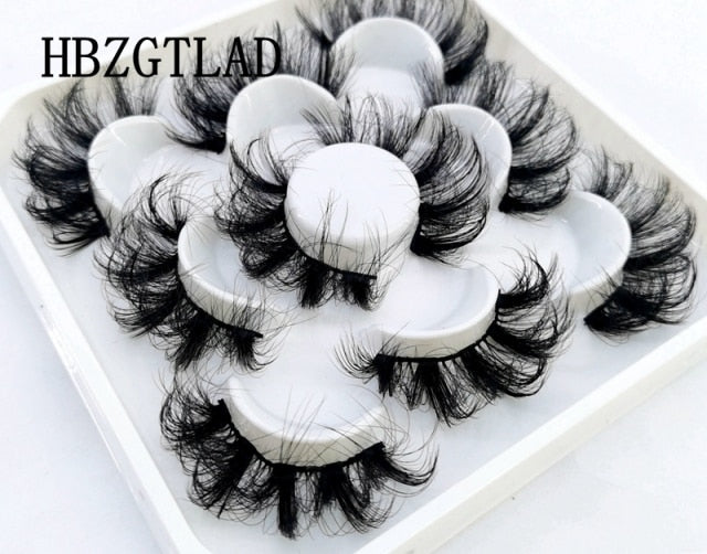 5 Pairs 3d Mink Dramatic Volume Lashes Bulk Faux Thick Long Wispy Natural Mink Lashes Pack Short Wholesales Natural False lashes