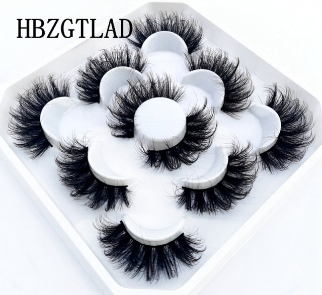 5 Pairs 3d Mink Dramatic Volume Lashes Bulk Faux Thick Long Wispy Natural Mink Lashes Pack Short Wholesales Natural False lashes