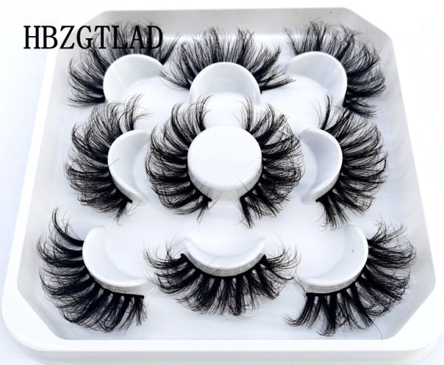 5 Pairs 3d Mink Dramatic Volume Lashes Bulk Faux Thick Long Wispy Natural Mink Lashes Pack Short Wholesales Natural False lashes