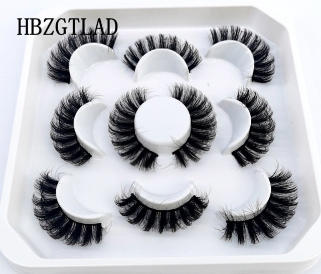 5 Pairs 3d Mink Dramatic Volume Lashes Bulk Faux Thick Long Wispy Natural Mink Lashes Pack Short Wholesales Natural False lashes