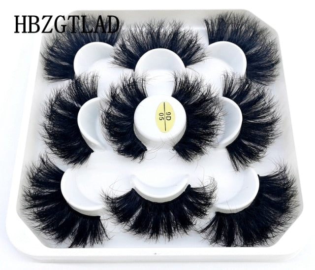 5 Pairs 3d Mink Dramatic Volume Lashes Bulk Faux Thick Long Wispy Natural Mink Lashes Pack Short Wholesales Natural False lashes