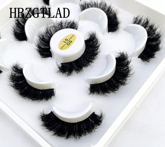 5 Pairs 3d Mink Dramatic Volume Lashes Bulk Faux Thick Long Wispy Natural Mink Lashes Pack Short Wholesales Natural False lashes