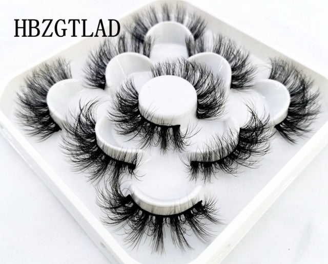 5 Pairs 3d Mink Dramatic Volume Lashes Bulk Faux Thick Long Wispy Natural Mink Lashes Pack Short Wholesales Natural False lashes