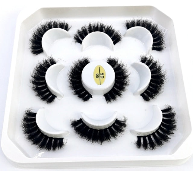 5 Pairs 3d Mink Dramatic Volume Lashes Bulk Faux Thick Long Wispy Natural Mink Lashes Pack Short Wholesales Natural False lashes