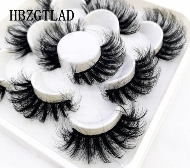 5 Pairs 3d Mink Dramatic Volume Lashes Bulk Faux Thick Long Wispy Natural Mink Lashes Pack Short Wholesales Natural False lashes