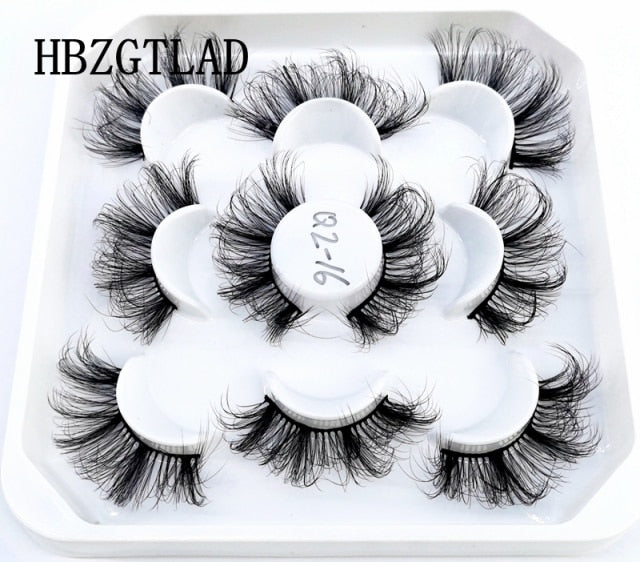 5 Pairs 3d Mink Dramatic Volume Lashes Bulk Faux Thick Long Wispy Natural Mink Lashes Pack Short Wholesales Natural False lashes