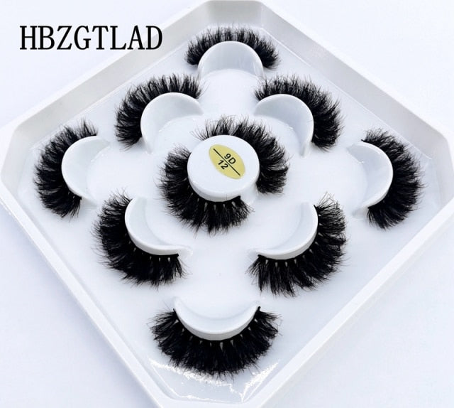 5 Pairs 3d Mink Dramatic Volume Lashes Bulk Faux Thick Long Wispy Natural Mink Lashes Pack Short Wholesales Natural False lashes