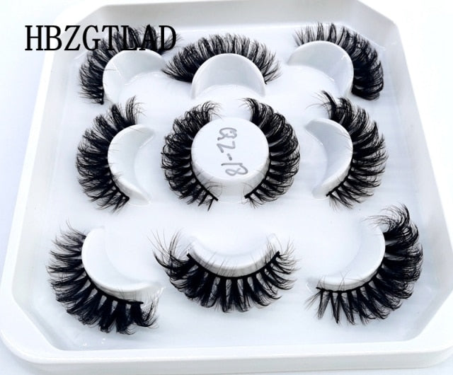 5 Pairs 3d Mink Dramatic Volume Lashes Bulk Faux Thick Long Wispy Natural Mink Lashes Pack Short Wholesales Natural False lashes