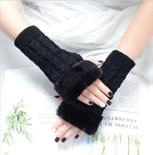 Load image into Gallery viewer, Autumn Winter Solid Color Students Write Keep Warm Korean Knitting Lady Fingerless Protection Hand Hair Mouth Hemp Gloves Women
