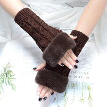 Load image into Gallery viewer, Autumn Winter Solid Color Students Write Keep Warm Korean Knitting Lady Fingerless Protection Hand Hair Mouth Hemp Gloves Women
