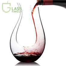 Load image into Gallery viewer, GF 1.5L Clear Wine Decanter Lead-Free Crystal Glass Red Wine Carafe U-shaped Design Glass Whiskey Decanter Set Bar Accessory
