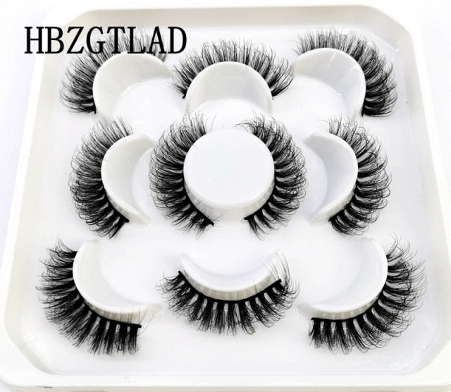 5 Pairs 3d Mink Dramatic Volume Lashes Bulk Faux Thick Long Wispy Natural Mink Lashes Pack Short Wholesales Natural False lashes