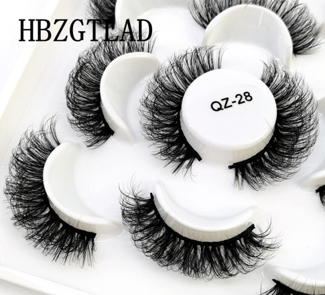 5 Pairs 3d Mink Dramatic Volume Lashes Bulk Faux Thick Long Wispy Natural Mink Lashes Pack Short Wholesales Natural False lashes