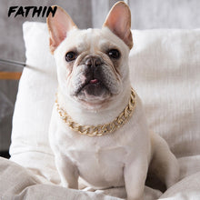 Load image into Gallery viewer, Plastic Punk Gold Dog Chain Collar Pet Jewelry Photo Props Dog Accessories 37CM for Small Large Dogs
