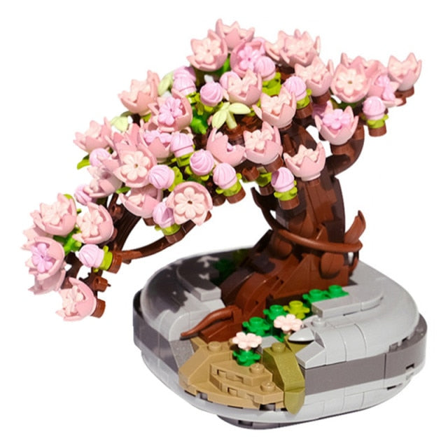 LOZ Eternal Flower Pink Sakura Cherry Tree Pot Plant 3D Model DIY Mini Blocks Bricks Building Toy for Children Gift  Build Moc