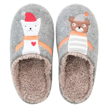 Load image into Gallery viewer, Winter House Women Fur Slippers Soft Memory Foam Sole Cute Cartoon Fox Bear Bedroom Ladies Fluffy Slippers Couples Plush Shoes
